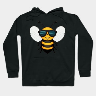 illustration of a bee wearing sunglasses Hoodie